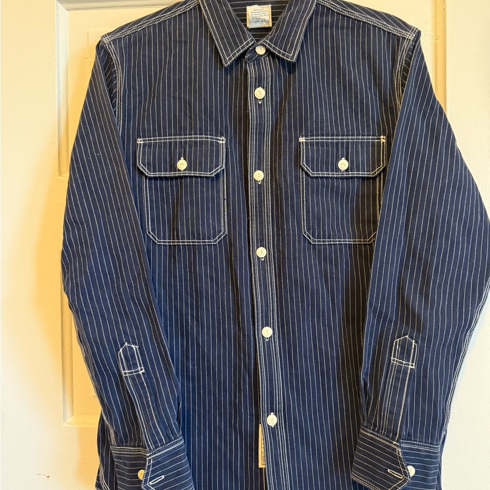 Navy Striped Button-Down Shirt